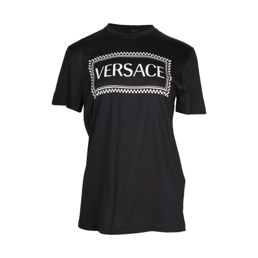 Versace Logo-Print T-shirt in Black Cotton